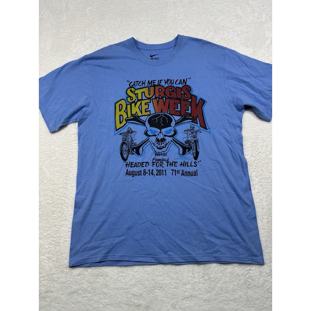 Nike Sturgis Motorcycle Rally Week 2011 T Shirt Blue Mens XL